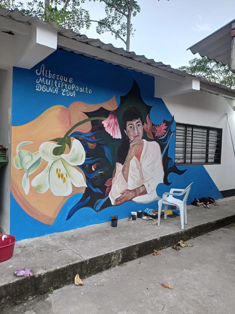 Mientras yo pintaba el perrito dormía. 