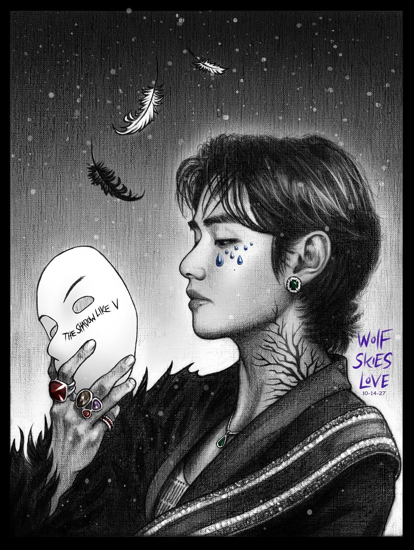 "V" by WolfSKiesLove - Kim Taehyung V - Traditional Pencil on Canvas Paper + Digital