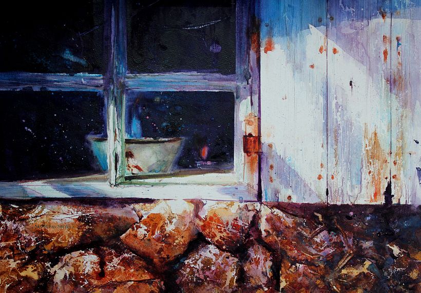 David Poxon ; Window in a Cottage
