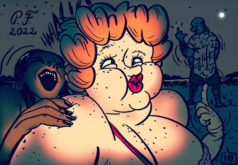 My comic book characters are having a good time in camp.