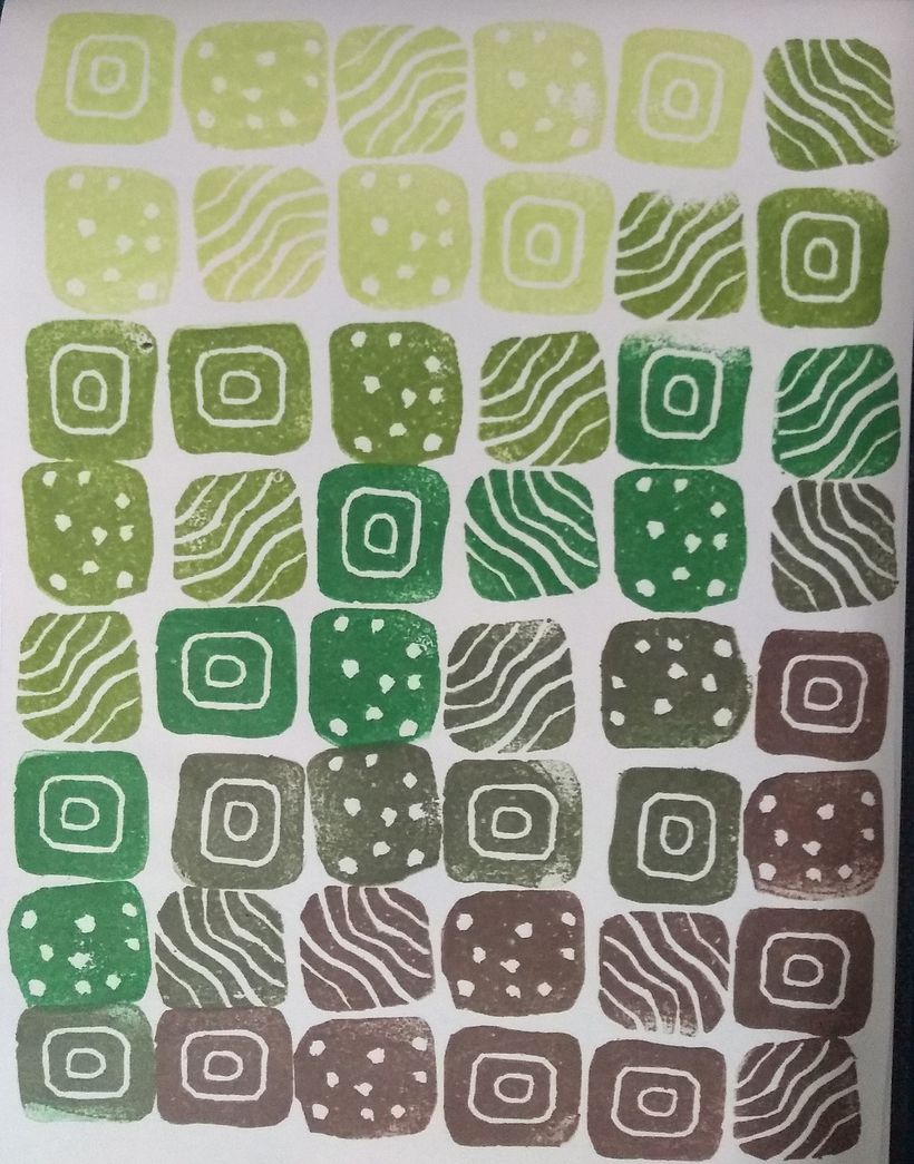 Some of my projects in Sketchbooking with Handmade Stamps course - Pattern Design