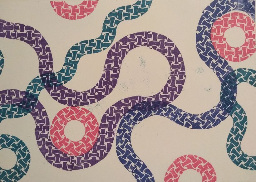 Some of my projects in Sketchbooking with Handmade Stamps course - Pattern Design