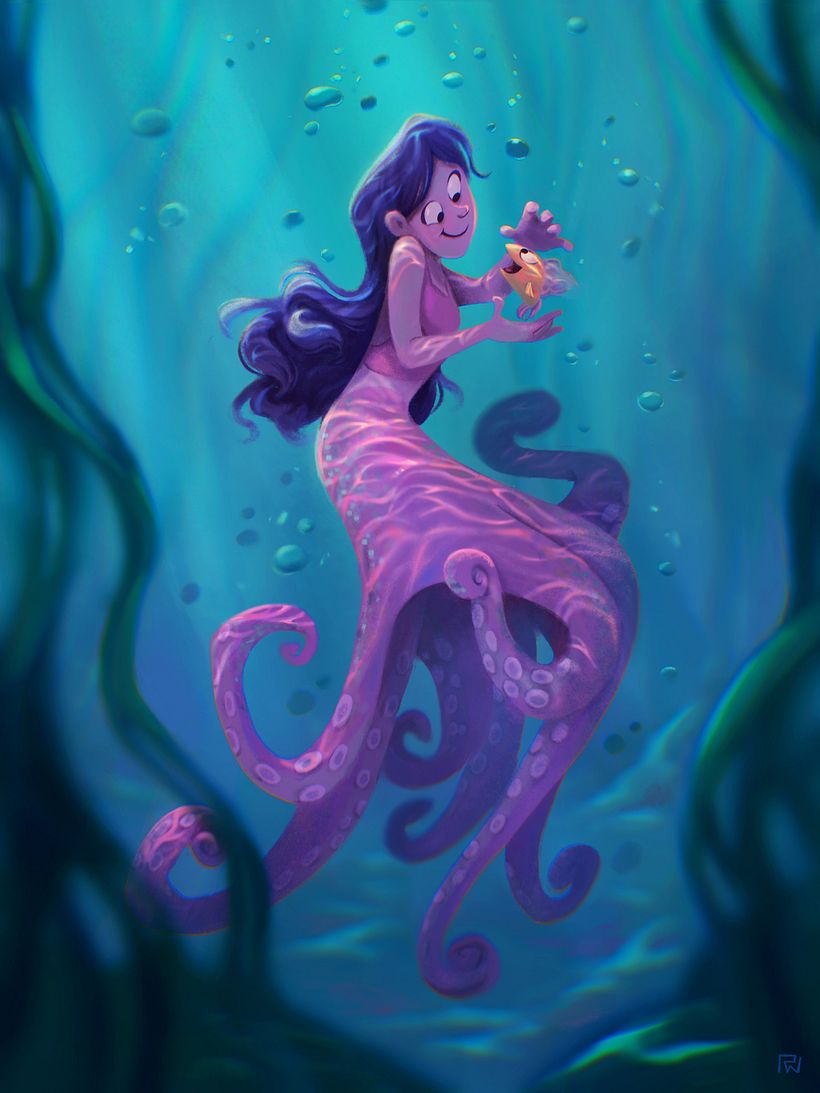 Draken, zeemeerminnen en andere fantasiewezens | Domestika, image size:820x1093