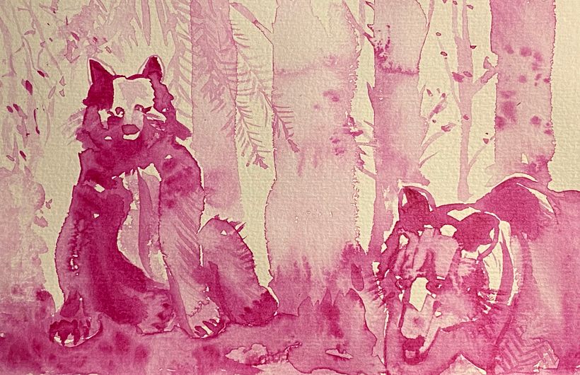 Monochrome bears - playing with the chaos and order of the watercolor 