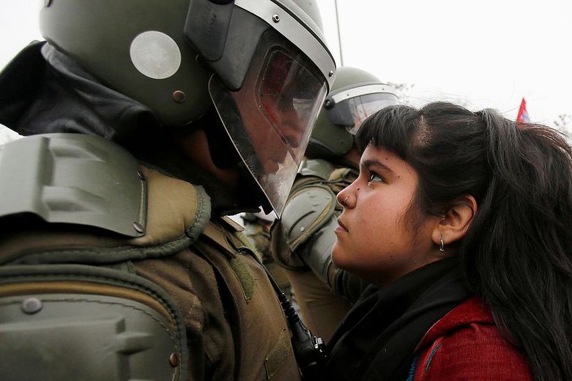 Fotografía tomada el 11 de septiembre del 2016 durante una serie de protestas en Chile. 