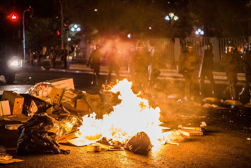 Fotografía de las protestas en Chile durante el 2019 en Plaza Dignidad. 