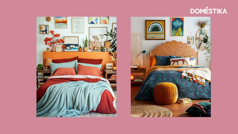 Beds with headboards are great for rooms filled with colors and patterns