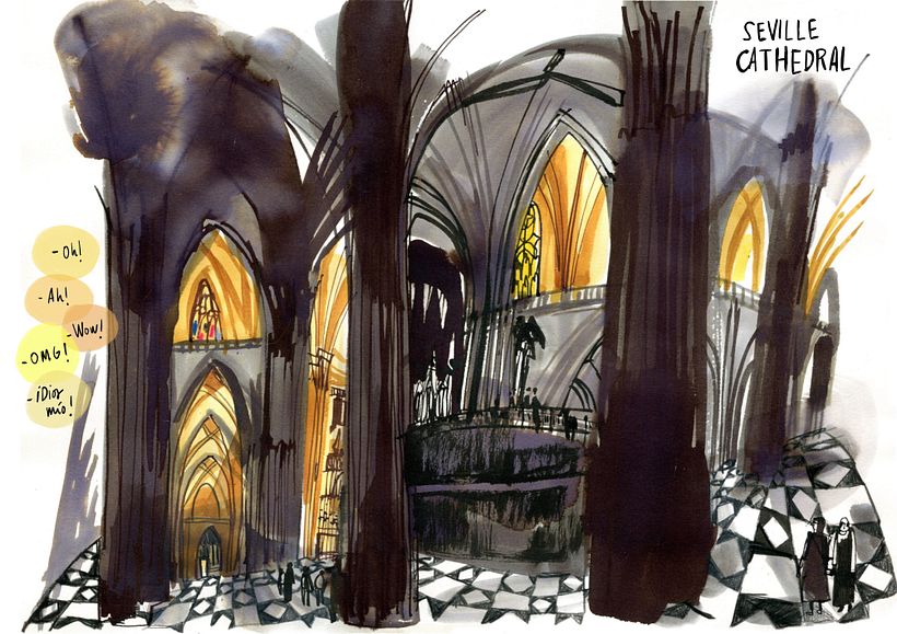 Interior de la catedral de Sevilla para el libro Sevilla de Arriba Abajo. Inma Serrano. Gustavo Gili.