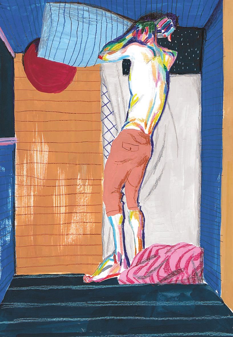 Finalmente, hice los fondos con témperas para dar contexto y estabilidad, y le di unos toques de lápiz para dar cohesión a to