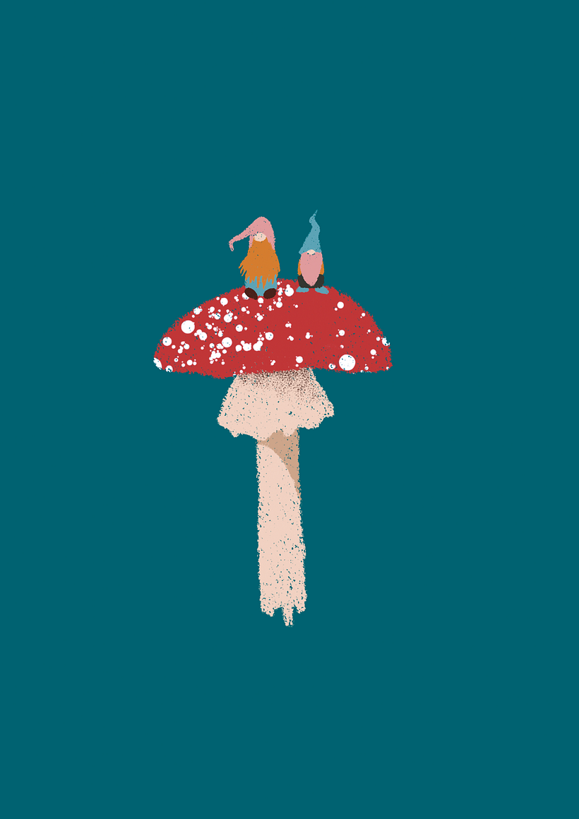 Funghi&Gnomes - projeto de Ilustração flat com Photoshop  4