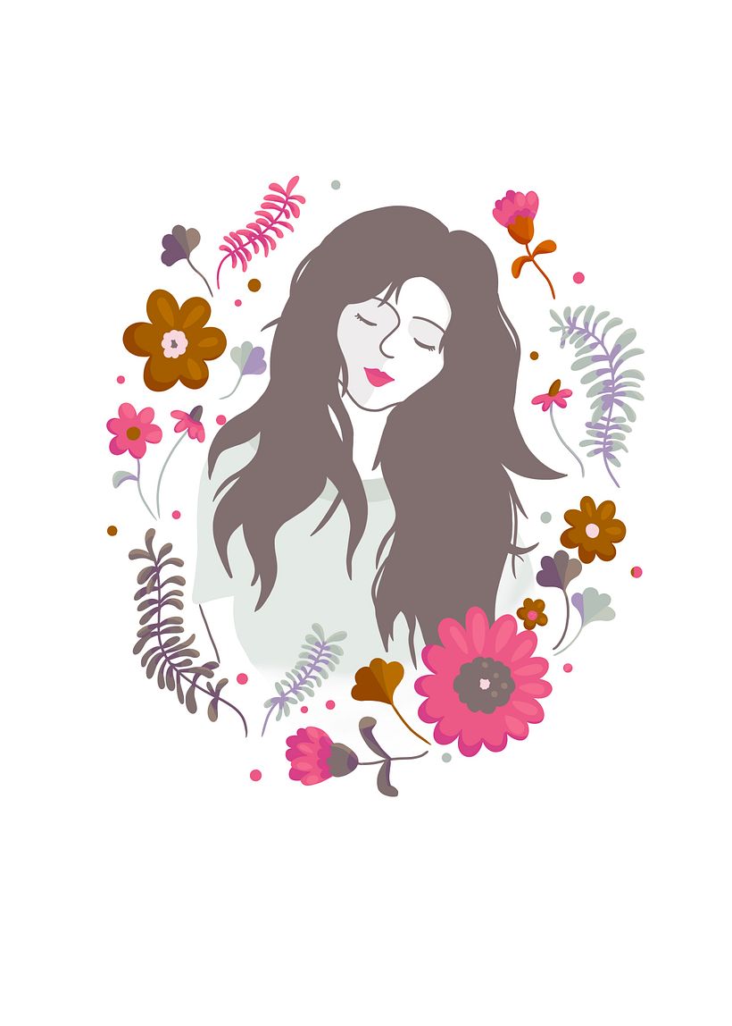 Meu projeto do curso: Retrato ilustrado com elementos botânicos 1