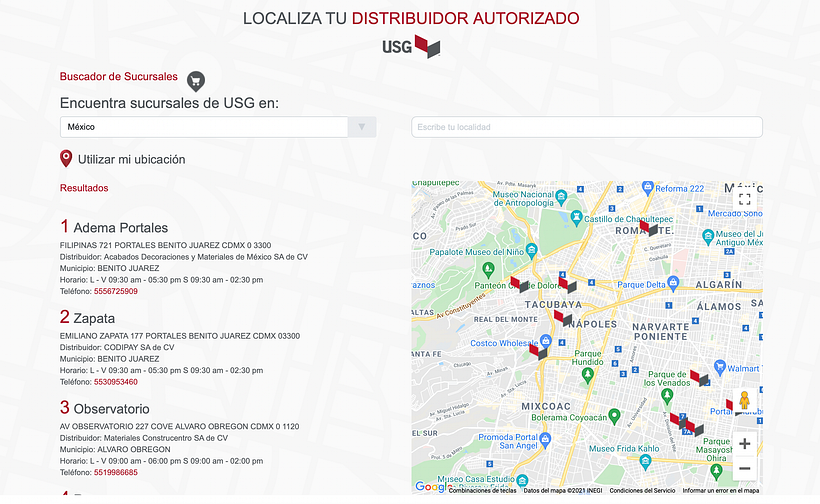 Localizador de sucursales USG 2