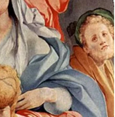 Este sería el autoretrato dentro de la deposición aunque algunos expertos señalan que todos los personajes son autoretratos.