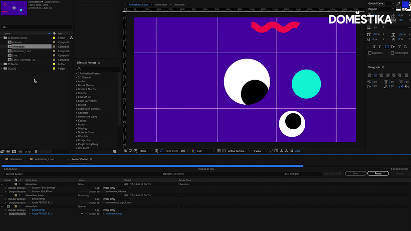 Renderize vários vídeos de uma só vez ao criar uma lista clicando em Composition > Add to Render Queue