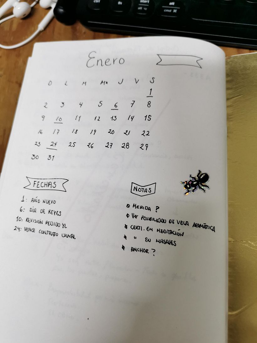 Calendario y notas para Enero 2022