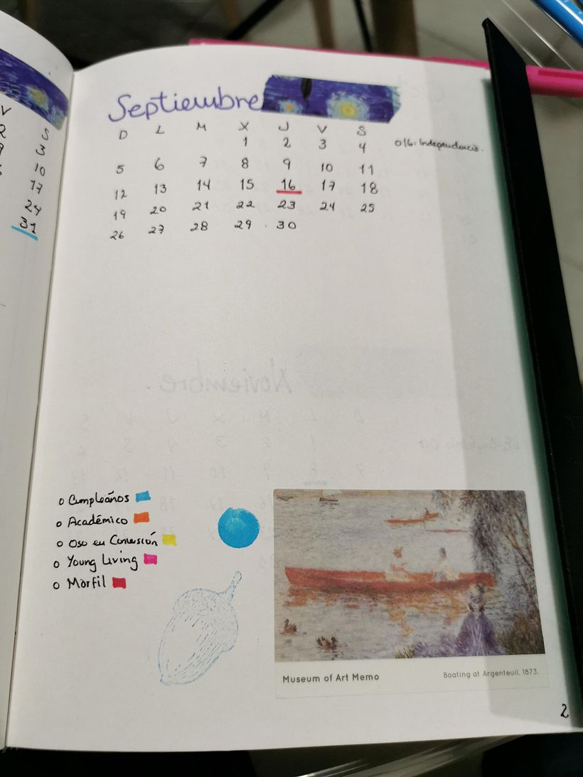 Detalles de arte en planeador mensual 