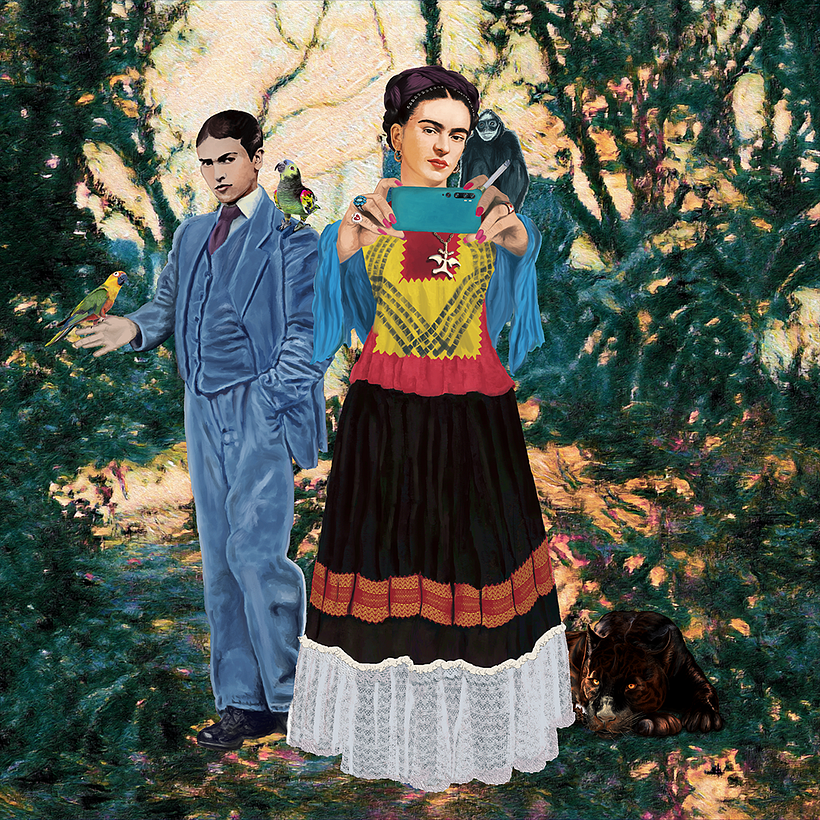 Duas Fridas, o Jaguar, os Papagaios e o Macaco-Aranha "no jardim da Casa azul". Agora a coisa ficou séria!