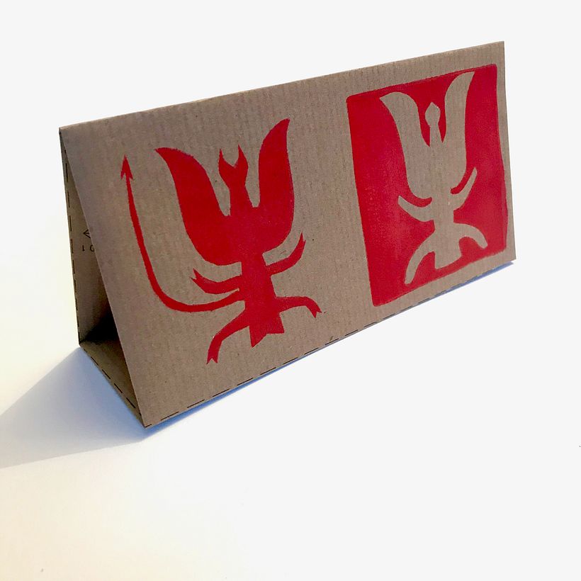 Artwork on the front of the card. These were also printed red on white.