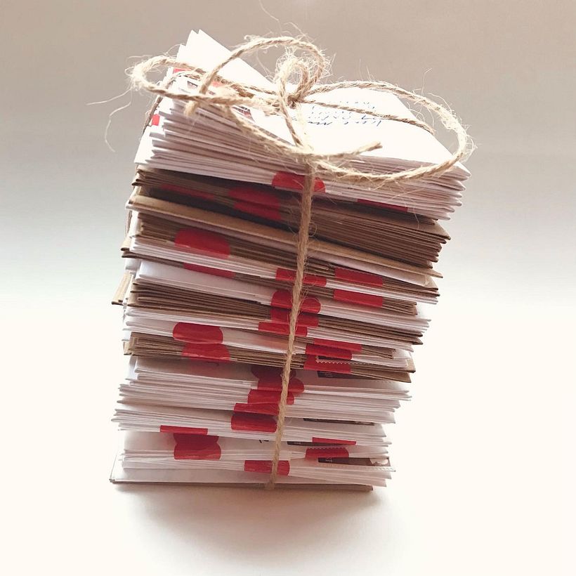 Folded and locked artwork/letter/cards ready to post.