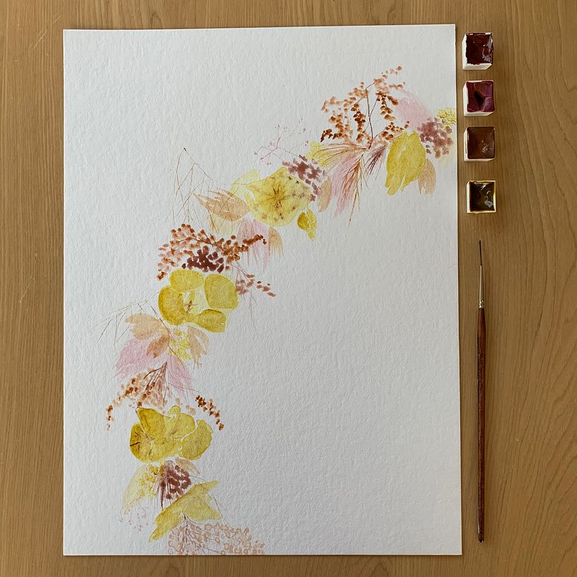 Watercolor with only the 4 created color