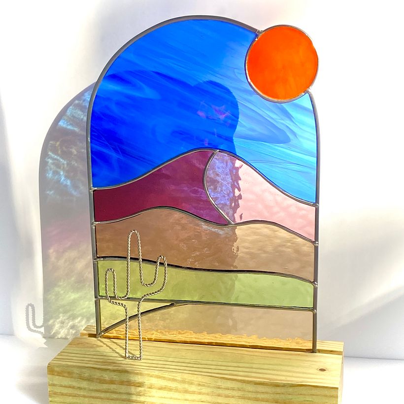 Desert landscape with wire cactus element 