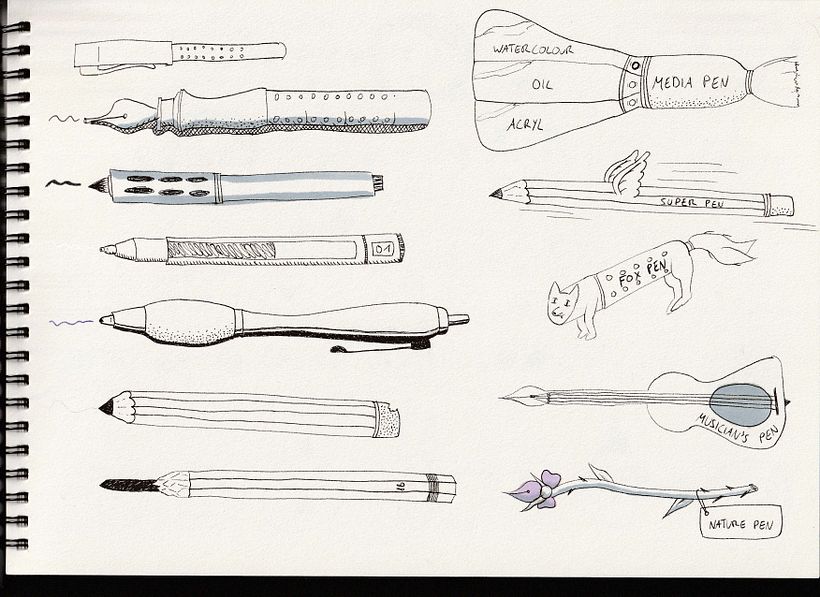 Pens from observation & imagination.