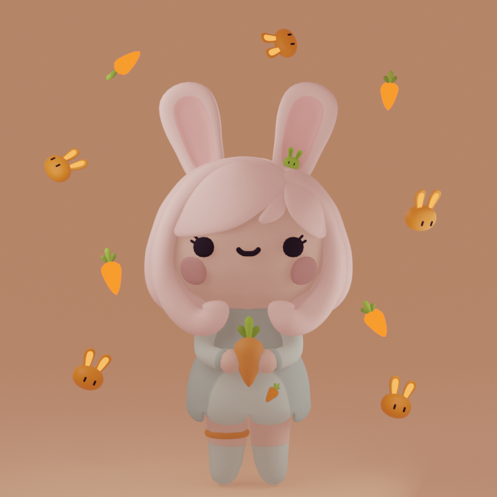 The Usagi - Meu projeto do curso: Criação de personagens Kawaii em 3D com Blender 3
