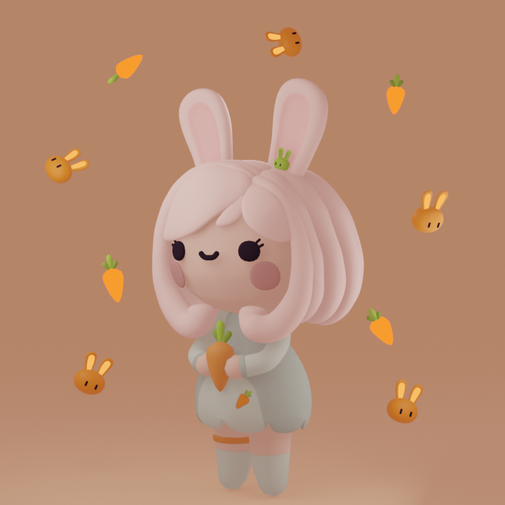 The Usagi - Meu projeto do curso: Criação de personagens Kawaii em 3D com Blender 4
