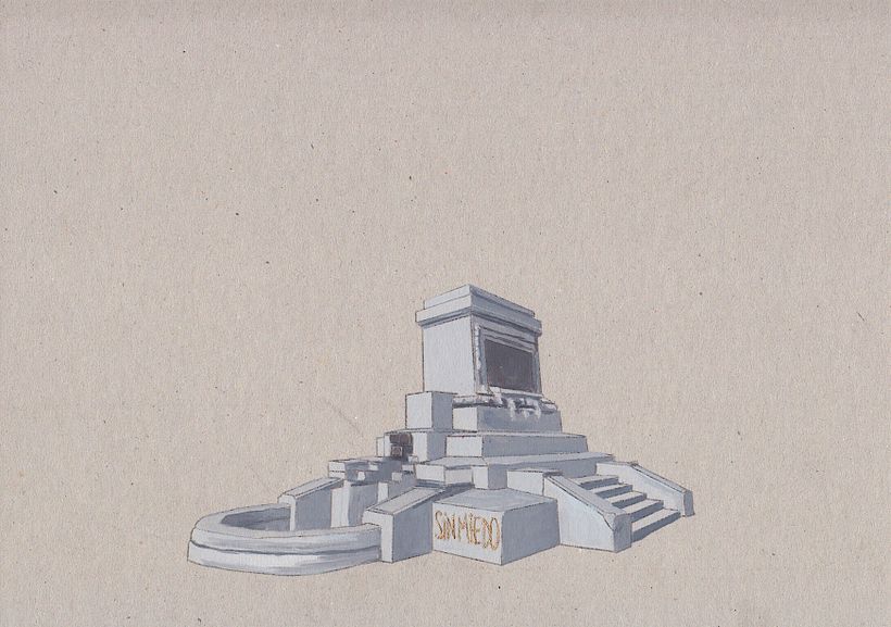 Mixed media on cardboard, Social uprising in Chile 1