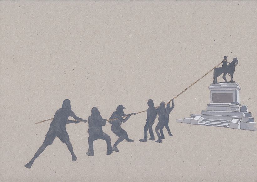 Mixed media on cardboard, Social uprising in Chile 3