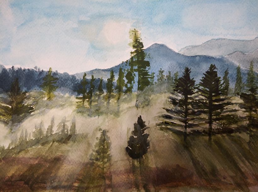 Mglisty poranek (akwarela, papier do akwareli 300g/m2, format A4)