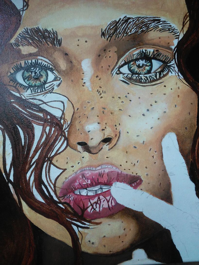 Mientras seca el anterior para la segunda capa, empiezo otro retrato.