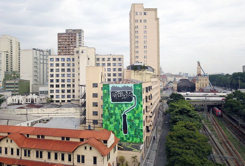empena cega localizada na Rua Mauá, Luz, São Paulo