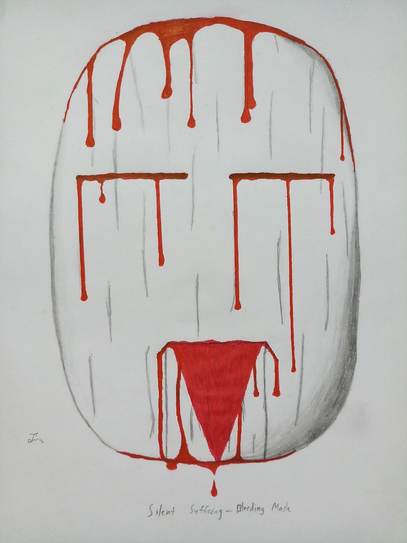 Bleeding mask drawings - Desenho a lápis