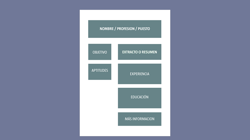 Ejemplo del esquema de un CV.