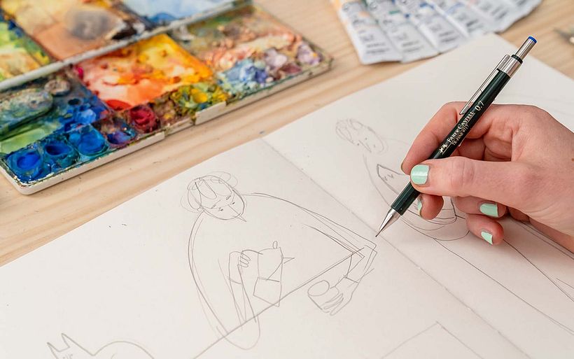 Even simple sketches can communicate actions or feelings.