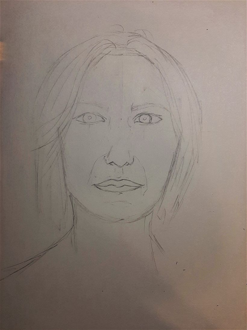 First sketch, after takin picture I noticed that eyes are wonky, but I was happy with myself anyway
