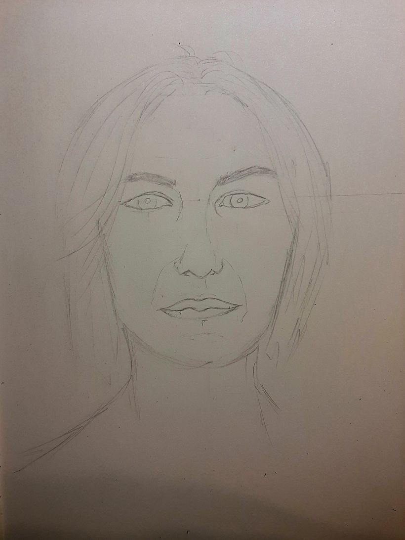 Corrected sketch,  I was so focused on eyes, that I missed that whole right side is a bit wonky in general