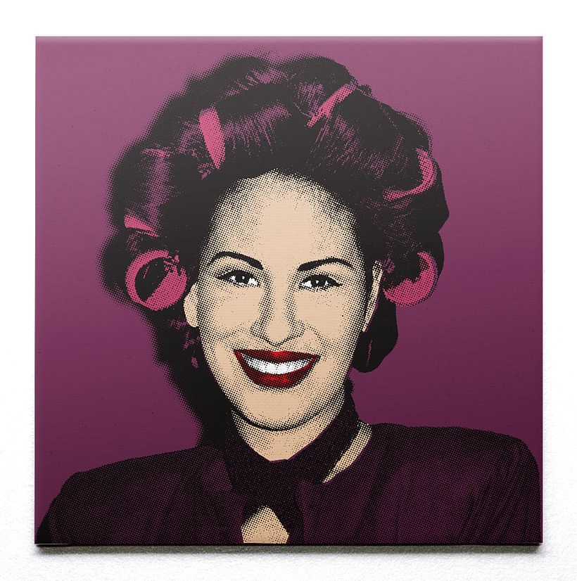 SELENA CON ROLOS- Hand Pulled screen print and painted on Canvas.