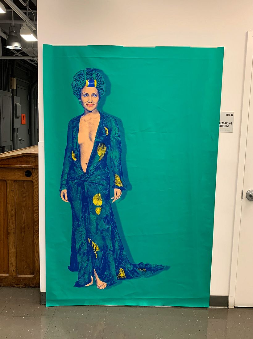 J-LO CON ROLOS- Hand Pulled screen print and painted on Canvas.