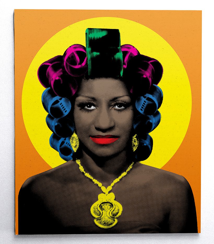CELIA CON ROLOS II- Hand Pulled screen print and painted on Canvas.