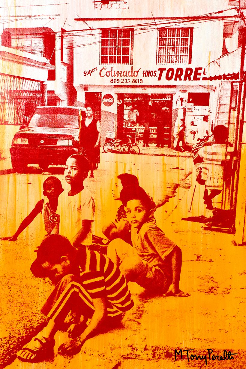 Painted and Screen Printed on wood panel