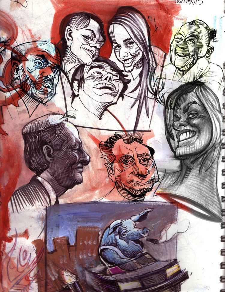 Sometimes I introduce other media to my sketches.  