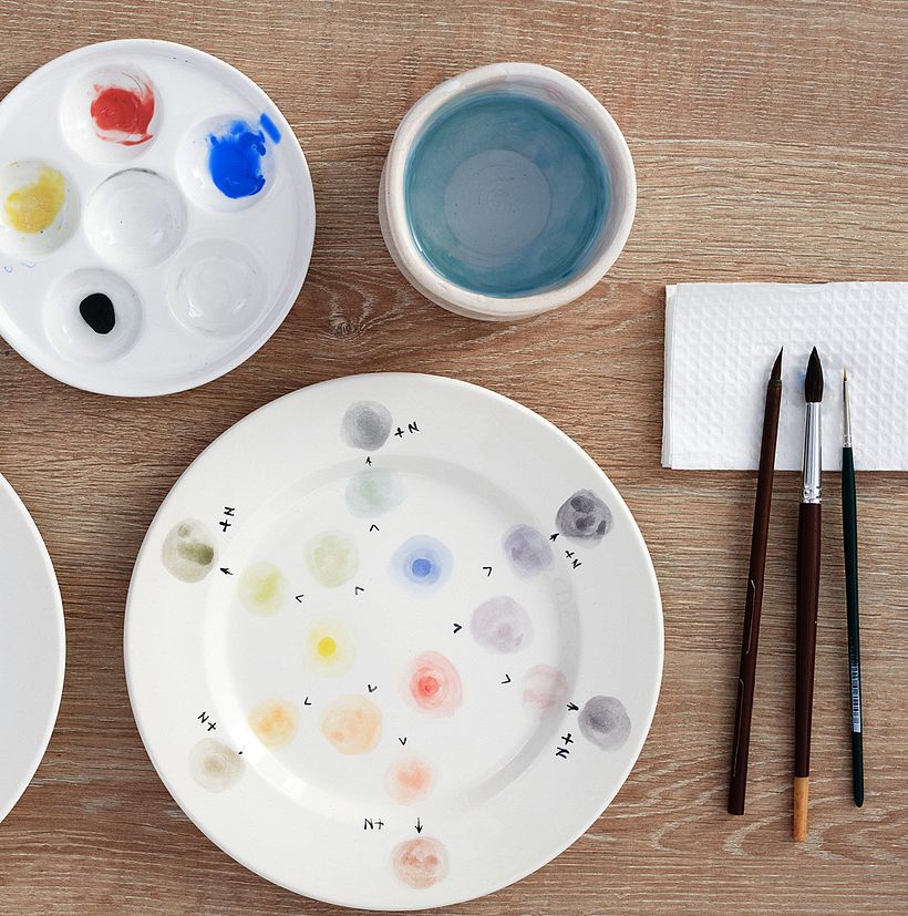 Elaboré un plato de pruebas de color con pigmentos bajocubierta