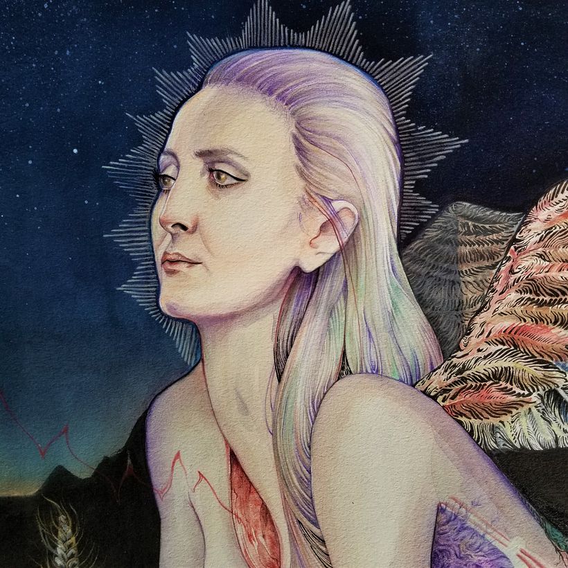 Close up of the portrait done with Arthur Braud's awesome watercolor course.