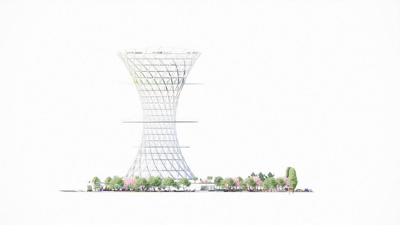 en los renders ayudados con escape se visualiza la forma hecha con las herramientas de revit de masa.