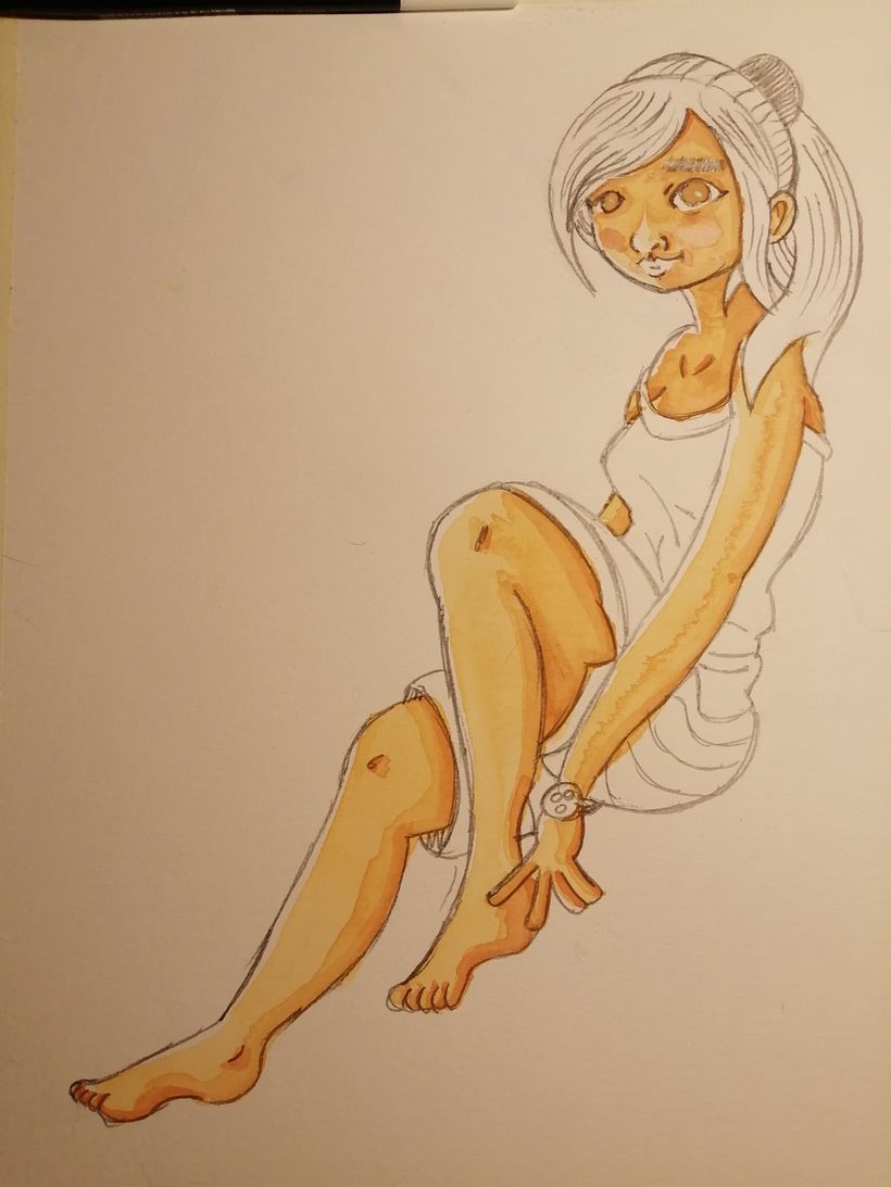 Mi Proyecto del curso: Ilustración de una pin-up con técnicas tradicionales 2
