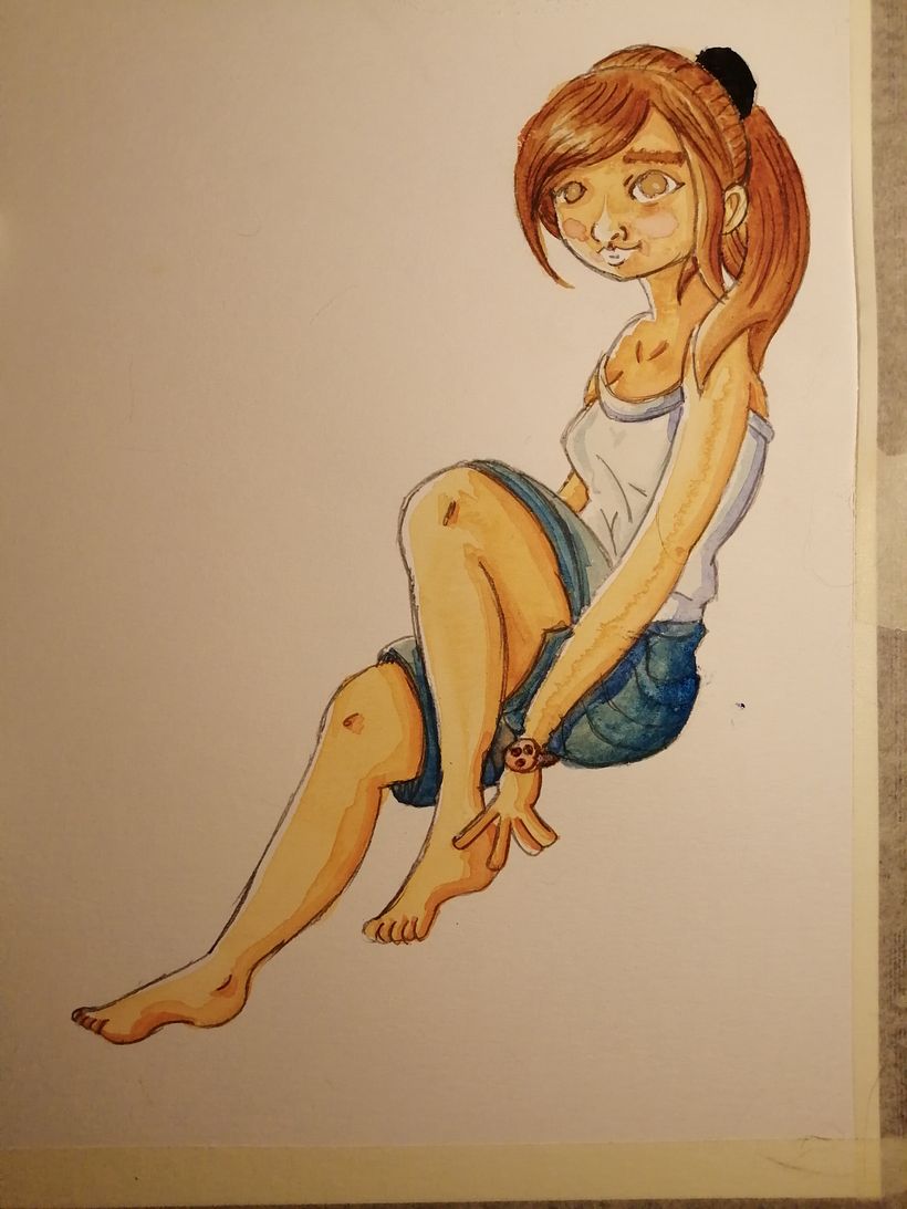 Mi Proyecto del curso: Ilustración de una pin-up con técnicas tradicionales 3