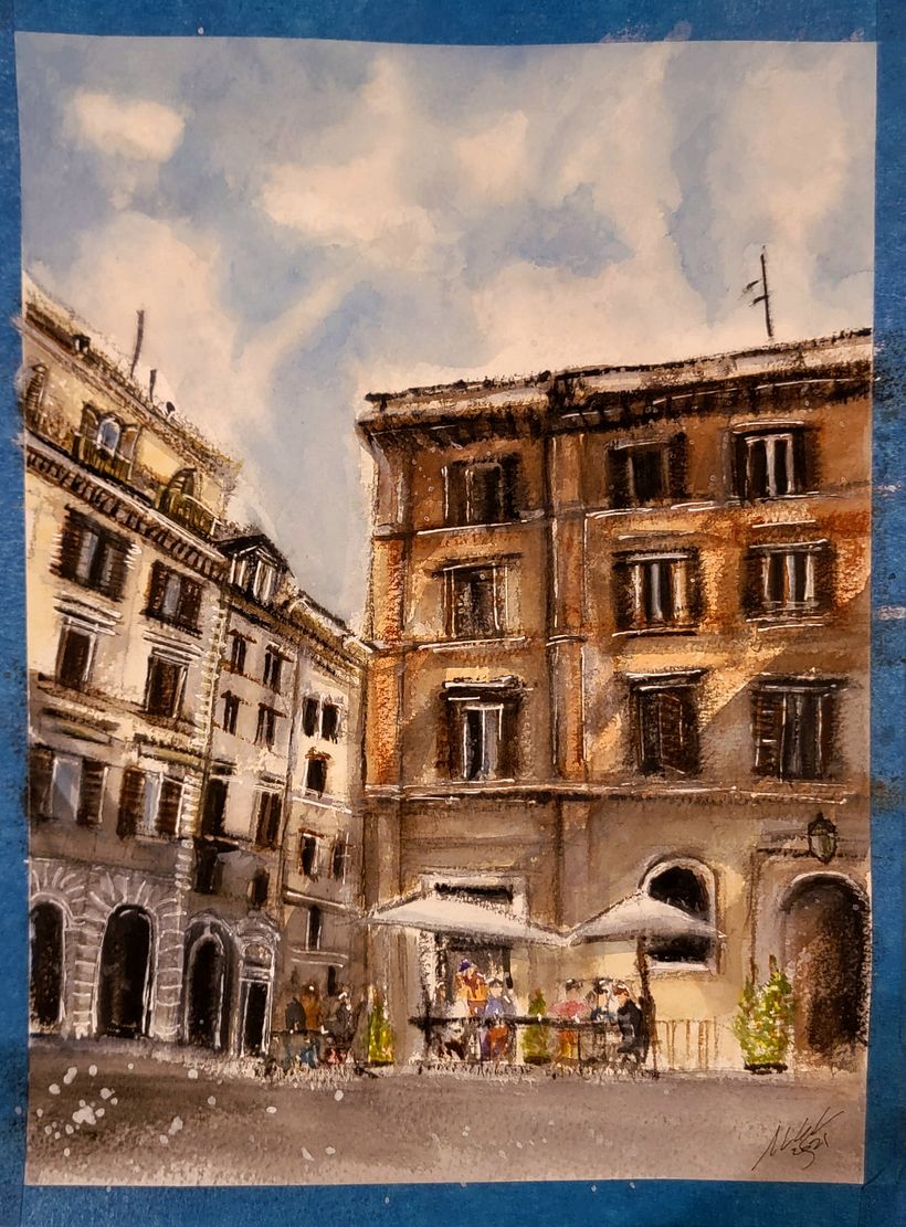 Mi Proyecto del curso: Técnicas modernas para paisajes urbanos en acuarela 2