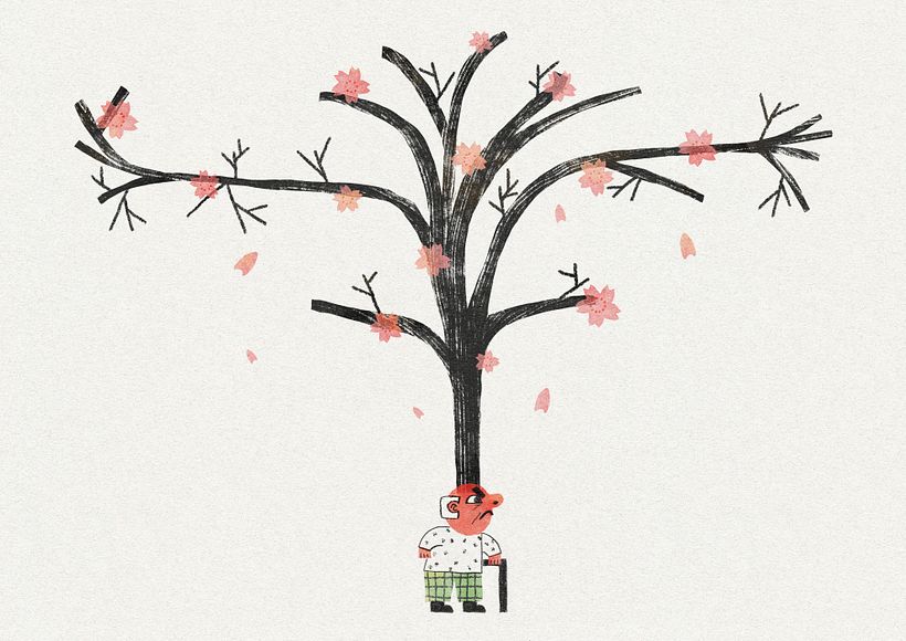 The landlord being very angry at the cherry blossom tree!
